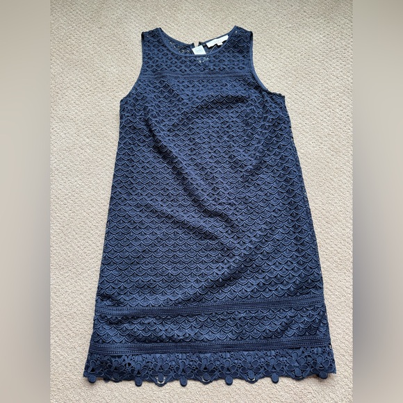Loft NWT dark navy blue crocheted dress size 8 - Picture 1 of 8